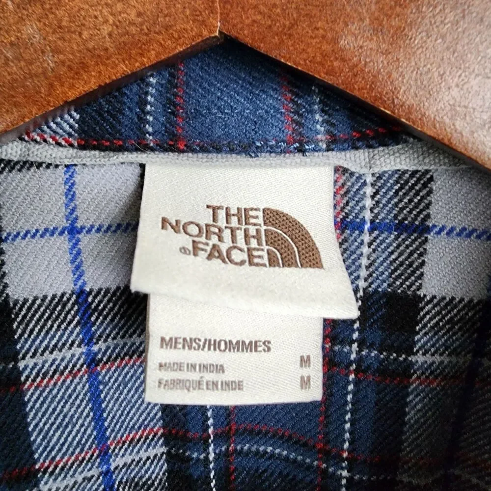 The North Face Flannel Shirt Mens Medium M Blue Gray Plaid Long Sleeve Cotton